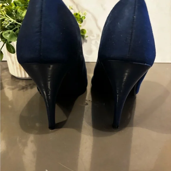Christian Siriano Deep Blue Peep-Toe Boots - Picture 4 of 11
